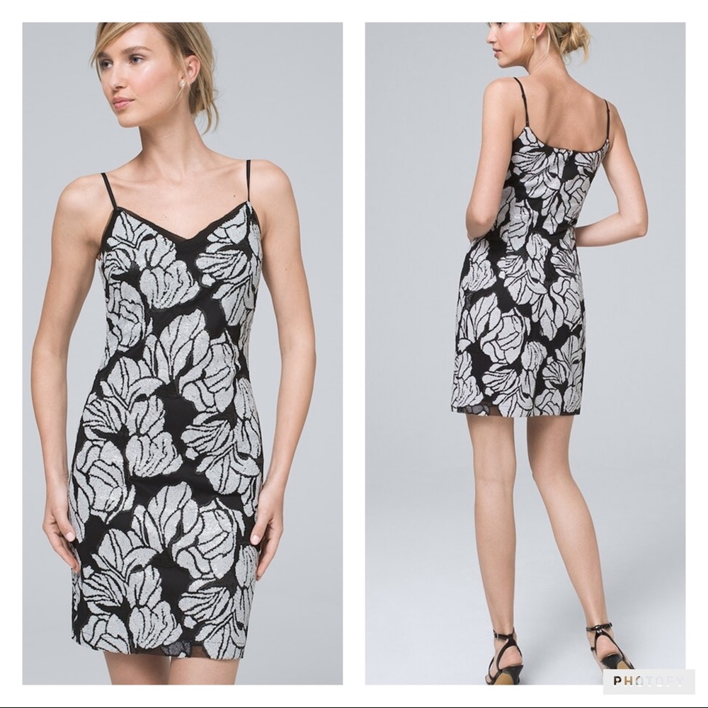 White House Black Market Black and White Floral Dress